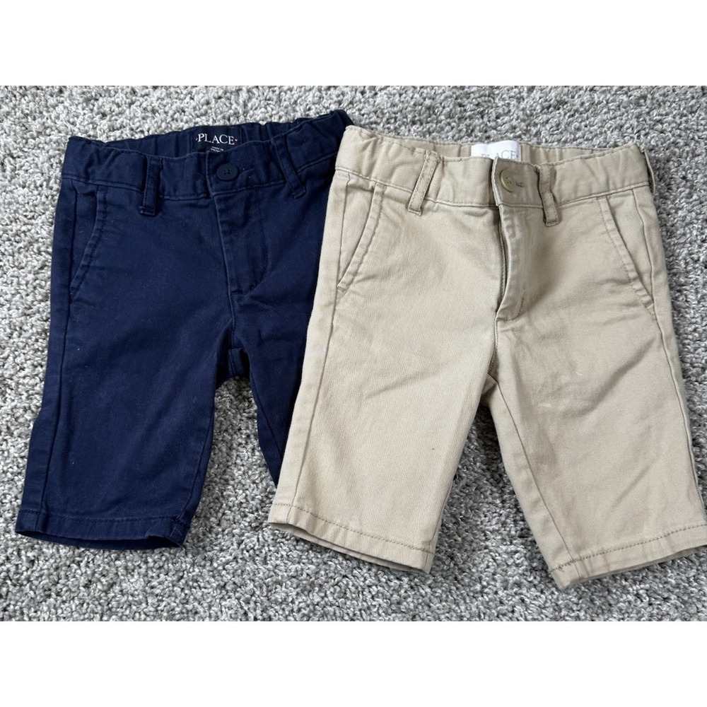 The Childrens Place Girls Uniform Shorts - Lot Of 2 - Navy Khaki 5 Slim Read